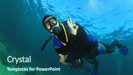  Presentation with scuba diving - Presentation theme consisting of cayman - scuba diver diving underwater background and a ocean colored foreground