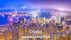  Presentation with hong kong china - Slide set with cbd - hong kong china city skyline background and a coral colored foreground