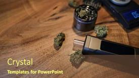  Presentation with medical cannabis - Slide set having cbd-oil-vape-with-medical background and a tawny brown colored foreground