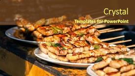  Presentation with kyoto - Colorful slide deck enhanced with cchicken sticks at at nishiki market in kyoto japan backdrop and a tawny brown colored foreground