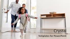  Presentation with daughter - Cool new PPT theme with ccollect - father collecting and bringing son backdrop and a soft green colored foreground