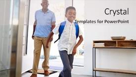  Presentation with grandfather - Slide set having ccollect - grandfather collecting and bringing grandson background and a lemonade colored foreground