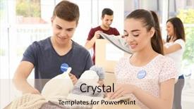  Presentation with teen - PPT layouts featuring ccollect - teen volunteers collecting donated clothes background and a lemonade colored foreground