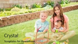  Presentation with cute math for kids - Slide set having ccollect - three cute smiling kids collecting background and a yellow colored foreground