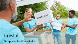  Presentation with association - Amazing presentation having ccollect - volunteer volunteers collect donations backdrop and a arctic colored foreground