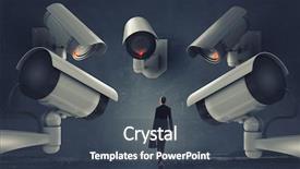  Presentation with cctv camera - Presentation design consisting of cctv - camera keep an eye background and a ocean colored foreground