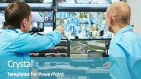  Presentation with video surveillance - PPT layouts featuring cctv - security executive chief discussing activity background and a teal colored foreground