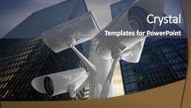  Presentation with cctv camera - Amazing slide deck having cctv camera against low angle backdrop and a ocean colored foreground