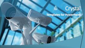  Presentation with glass ceiling - Presentation design enhanced with cctv camera against low angle background and a teal colored foreground