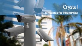 Presentation with cctv - Presentation design enhanced with cctv camera against tree background and a teal colored foreground