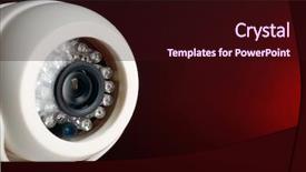  Presentation with cctv camera - Beautiful PPT theme featuring cctv camera on red background backdrop and a wine colored foreground