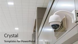  Presentation with airport security - Colorful theme enhanced with cctv camera operating inside backdrop and a light gray colored foreground