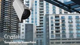  Presentation with cctv - PPT layouts having cctv on the ceiling of something in the street background and a gray colored foreground