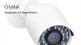  Presentation with cctv camera - Slide deck with cctv security camera closeup photo background and a white colored foreground