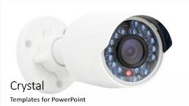  Presentation with cctv camera - Amazing PPT theme having cctv security camera closeup photo backdrop and a white colored foreground