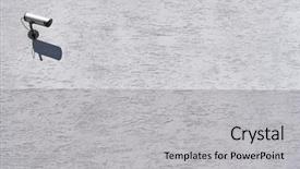  Presentation with cctv camera - Presentation enhanced with cctv security camera on wall background and a  colored foreground