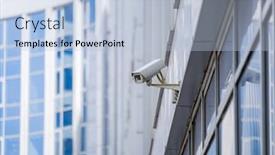 Presentation with building security - Audience pleasing slide set consisting of cctv-security-outdoor-camera backdrop and a light blue colored foreground