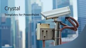  Presentation with cctv camera - Audience pleasing slides consisting of cctv surveillance camera in singapore backdrop and a light blue colored foreground