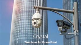  Presentation with cctv camera - Slides consisting of cctv-surveillance-camera-on-building background and a seafoam green colored foreground