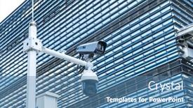  Presentation with cctv camera - Presentation enhanced with cctv-surveillance-camera-on-building background and a teal colored foreground