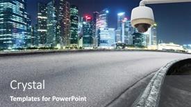  Presentation with cctv - Audience pleasing presentation consisting of cctv-with-prosperous-cityscape-background backdrop and a gray colored foreground