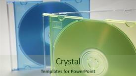  Presentation with computer music - PPT theme having cd case and blank label background and a  colored foreground