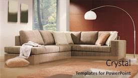  Presentation with living room - Slide deck consisting of cd cover - living room background and a coral colored foreground