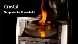  Presentation with fire - Colorful theme enhanced with cd drive of a computer backdrop and a black colored foreground