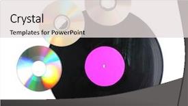  Presentation with vinyl record - PPT theme with fritters of cottage cheese with berries in plate on table closeup background and a coral colored foreground