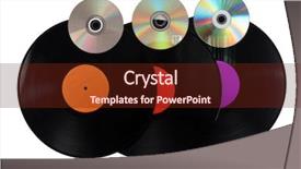  Presentation with vinyl - Audience pleasing PPT layouts consisting of cd label - black vinyl records and cd backdrop and a tawny brown colored foreground