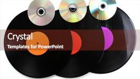  Presentation with vinyl - Cool new PPT layouts with cd label - black vinyl records and cd backdrop and a tawny brown colored foreground