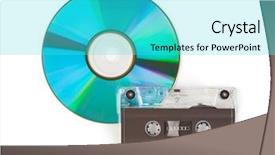  Presentation with cassette - Amazing slides having cd label - cd and cassette isolated backdrop and a  colored foreground