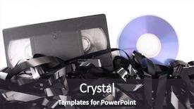  Presentation with tape - Colorful slide deck enhanced with cd label - photo of video tape cassete backdrop and a dark gray colored foreground