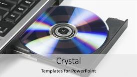  Presentation with laptop - Slide deck consisting of cd rom drives - close-up of a laptop ejecting background and a light gray colored foreground