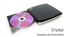  Presentation with drive thru windosw - Presentation having cd rom drives - external dvd drive isolated background and a  colored foreground