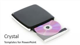  Presentation with cd rom drive cd - Amazing slide set having cd rom drives - external dvd drive isolated backdrop and a white colored foreground