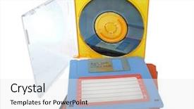  Presentation with history earth globe isolated white - Beautiful presentation theme featuring cd-rw and floppy disks backdrop and a white colored foreground