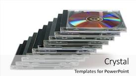  Presentation with cdr - Audience pleasing PPT theme consisting of cdr - compact disks like a staircase backdrop and a white colored foreground