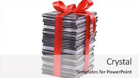  Presentation with optical - Slide deck consisting of cdr - pile of optical disc background and a light gray colored foreground