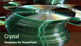  Presentation with cdr - Audience pleasing theme consisting of cdr - stacks of cds or dvds backdrop and a tawny brown colored foreground
