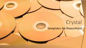  Presentation with focus - Presentation enhanced with cds-and-dvds-in-golden background and a yellow colored foreground