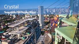  Presentation with urban buildings - Colorful slide set enhanced with cebu-philippines-march-25-2016 backdrop and a teal colored foreground