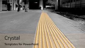  Presentation with cane - Slides with cecity - perspective yellow tactile strip background and a coral colored foreground