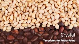  Presentation with cedar - Presentation enhanced with cedar pine nuts close up background and a tawny brown colored foreground