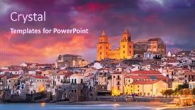  Presentation with dusk - Presentation theme featuring cefalu-sicily-italy background and a  colored foreground
