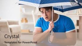  Presentation with neighbor - Beautiful presentation theme featuring ceiling - man at home dealing backdrop and a coral colored foreground