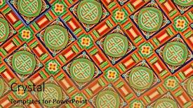  Presentation with korea - PPT theme featuring ceiling decoration in korean traditional background and a gold colored foreground