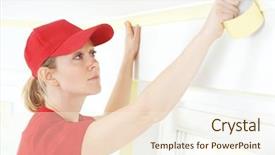  Presentation with home improvement - Colorful slides enhanced with ceiling moulding with masking tape backdrop and a  colored foreground