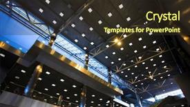  Presentation with light golden lights - Colorful PPT theme enhanced with ceiling with lights in office backdrop and a tawny brown colored foreground