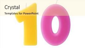  Presentation with white candles - Slide deck with celabration - colorful birthday candles background and a blonde colored foreground